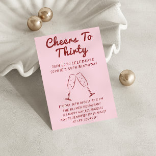 Modern “Cheers to Thirty” Wine 30th Birthday Party Invitation
