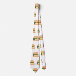 Modern Cheeseburger Lover Foodie Junk Food Neck Tie