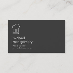 MODERN CHEF HAT LOGO in WHITE on DARK GRAY Business Card