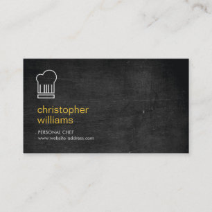 MODERN CHEF HAT LOGO on BLACK WOOD Business Card