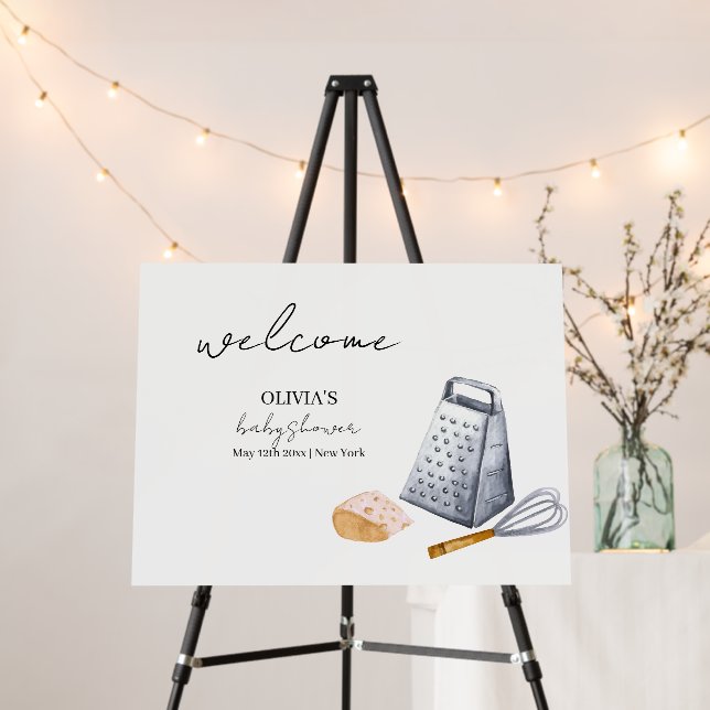 Modern Chef Kitchen Baby Shower Welcome Sign (In Situ (Stand))