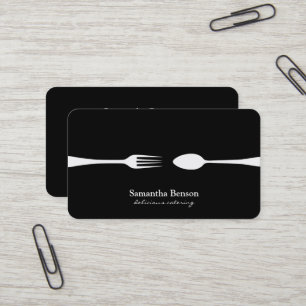 Modern Chef Kitchen Catering Fork & Knife Business Card