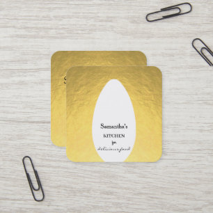 Modern Chef Kitchen Catering Fork & Knife Square Business Card