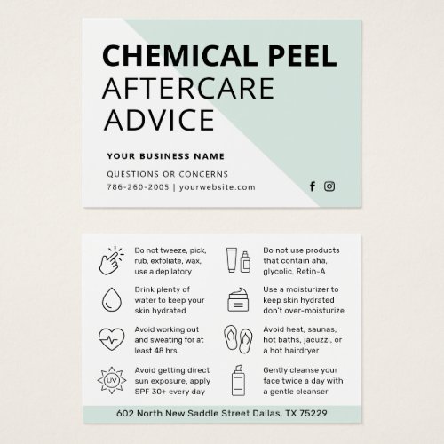 Modern Chemical Peel Aftercare Instruction Card