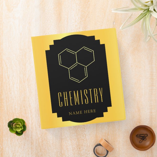 Modern Chemistry  3 Ring Binder with Custom Name (In Situ)