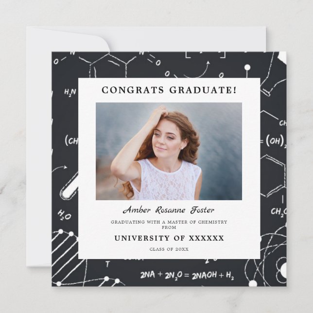 Modern Chemistry Background Elements Graduation Invitation (Front)