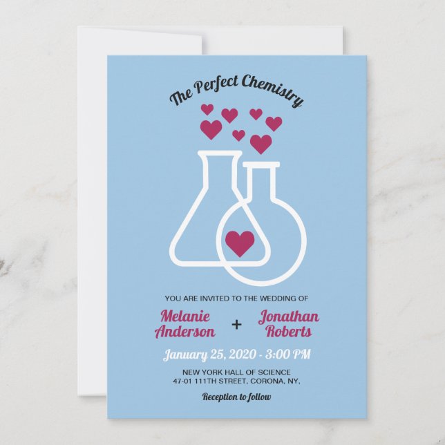 Modern Chemistry Heart Wedding Invitation (Front)