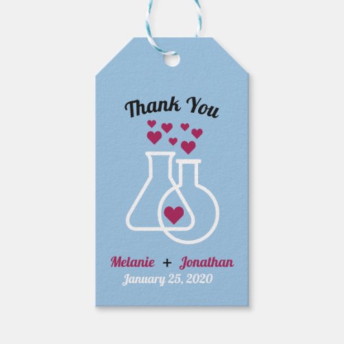 Modern Chemistry Heart Wedding Thank You Gift Tags