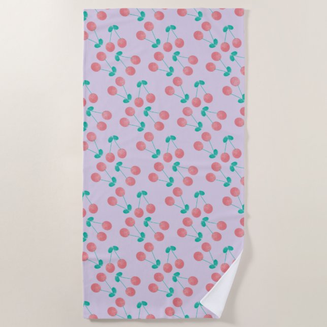 Modern Cherries Pattern Beach Towel (Front)