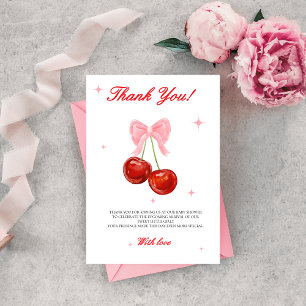 Modern Cherry Baby Shower Thank You Card