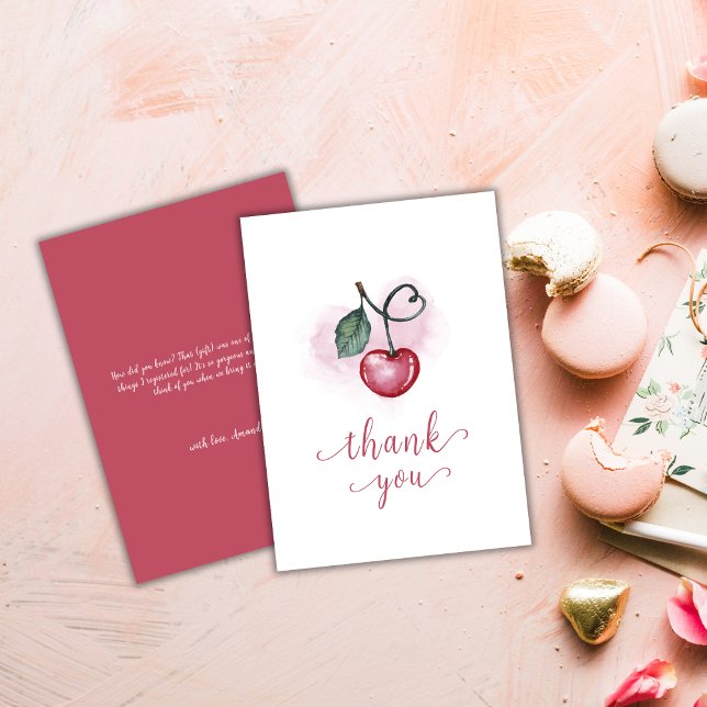 Modern Cherry Berry Sweetheat Baby Shower  Thank You Card (Modern Cherry Berry Sweetheat Baby Shower Thank You Card)