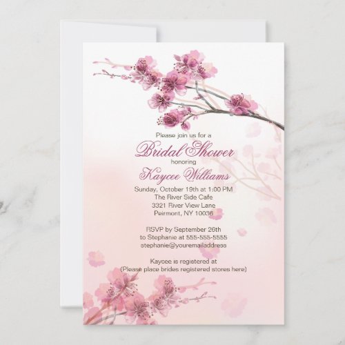 Modern Cherry Blossom Bridal Shower Invitation