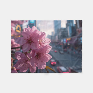 Modern Cherry Blossom Fleece Blanket