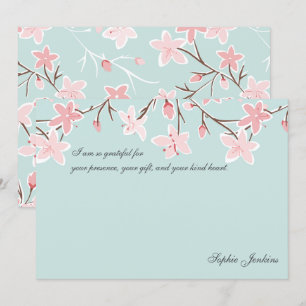 Modern Cherry Blossom Floral Bridal  Thank You Card