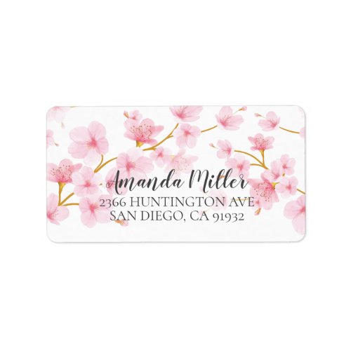 Modern Cherry Blossom Floral Return Address Label