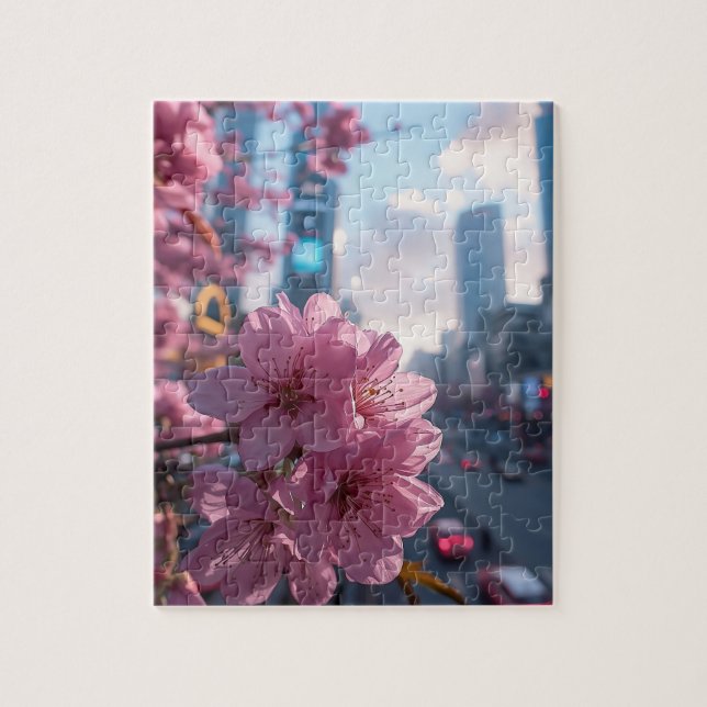 Modern Cherry Blossom Puzzle | 500-Piece Floral Pu (Vertical)