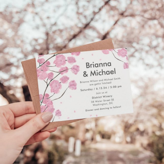 Modern Cherry Blossom Wedding Invitation (Creator Uploaded)