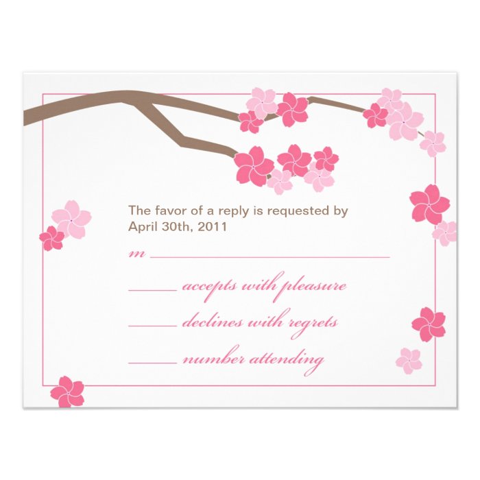 Modern Cherry Blossoms RSVP Wedding Card Personalized Invite