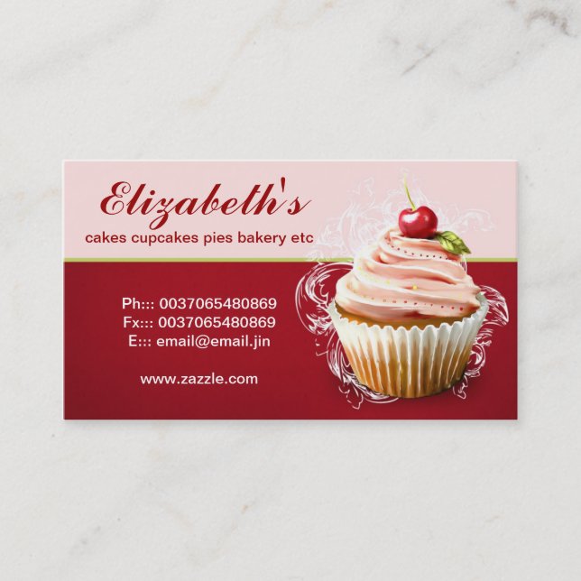 modern cherry cupcake business card (Front)
