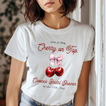 Modern Cherry On Top Pink Bow Bridal Shower<br><div class="desc">Show off your bridal shower spirit with our Modern Cherry On Top Pink Bow Bridal Shower T-Shirt. This stylish shirt features a playful cherry design accented by a delicate pink bow, perfectly blending fun with elegance. It's an ideal choice for the bride-to-be, her bridal party, or guests who want to...</div>