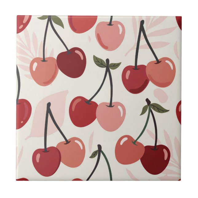 Modern Cherry Pattern Ceramic Tile (Front)