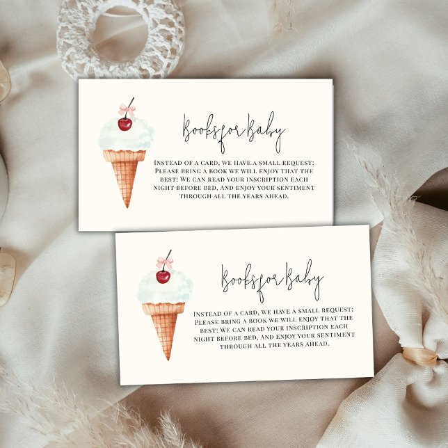 Modern Cherry Scoop Ice Cream Books Baby Shower  Enclosure Card (Modern Cherry Scoop Ice Cream Books Baby Shower Enclosure Card)