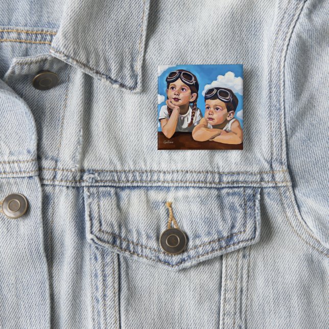 Modern Cherub Painting - Rembrandt Inspired Art Button (In Situ)
