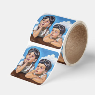 Modern Cherub Painting - Rembrandt Inspired Art Square Sticker
