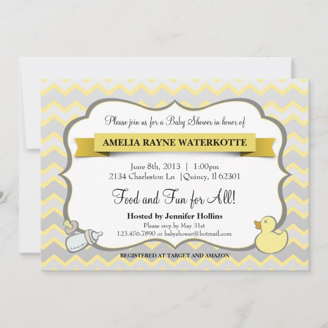 Modern Chevron Baby Animals Baby Shower Invitation (Front)