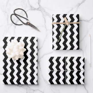 Modern Chevron Black and White Stripes Pattern Wrapping Paper Sheets