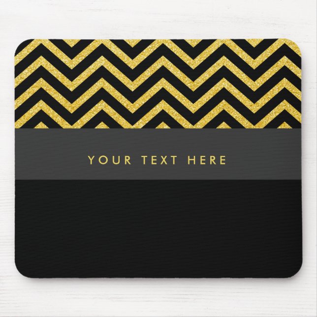 Modern Chevron Black & Gold Trendy Mouse pad (Front)