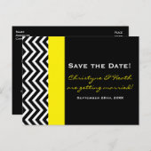 Modern Chevron Black & Yellow Save Date Postcard (Front/Back)
