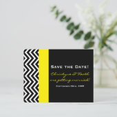 Modern Chevron Black & Yellow Save Date Postcard (Standing Front)