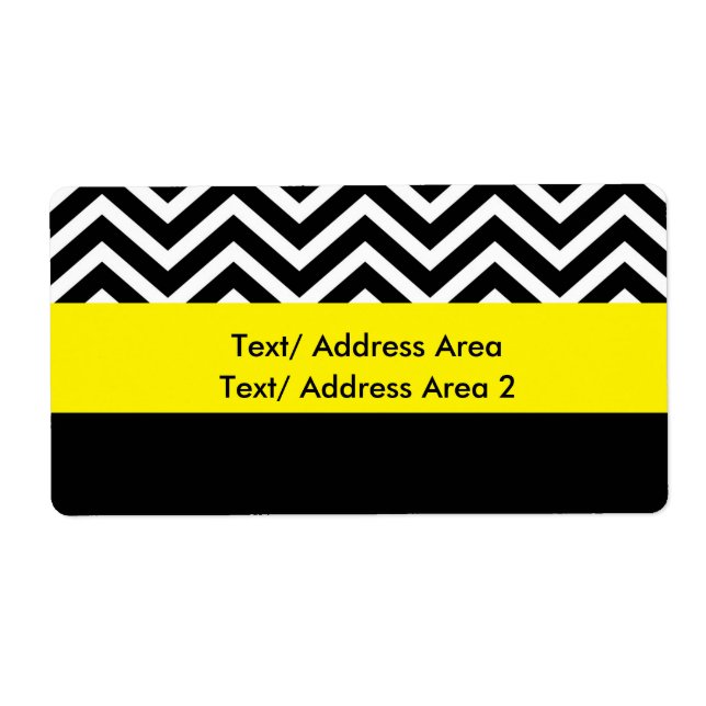 Modern Chevron Black Yellow Shipping Package Label (Front)