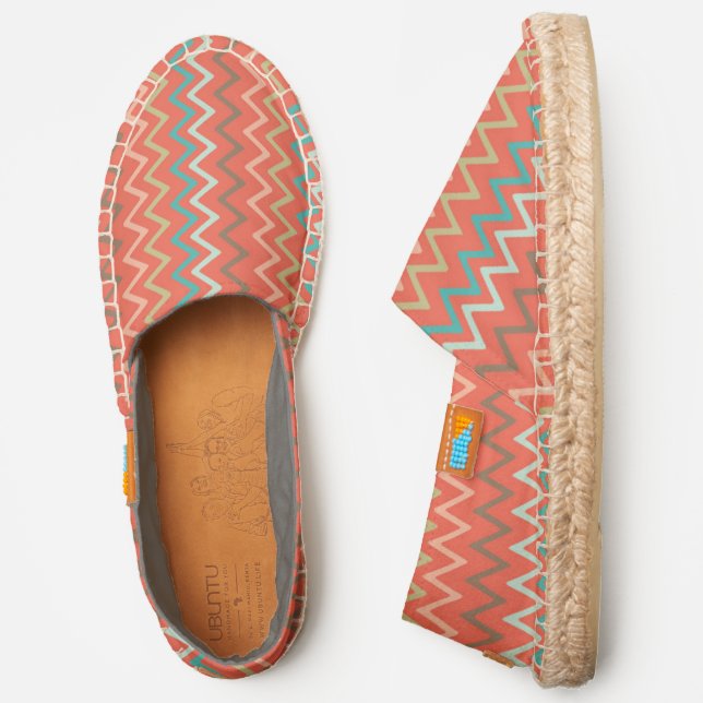 Modern Chevron Chic Salmon Pink Taupe Pattern Espadrilles (Side)
