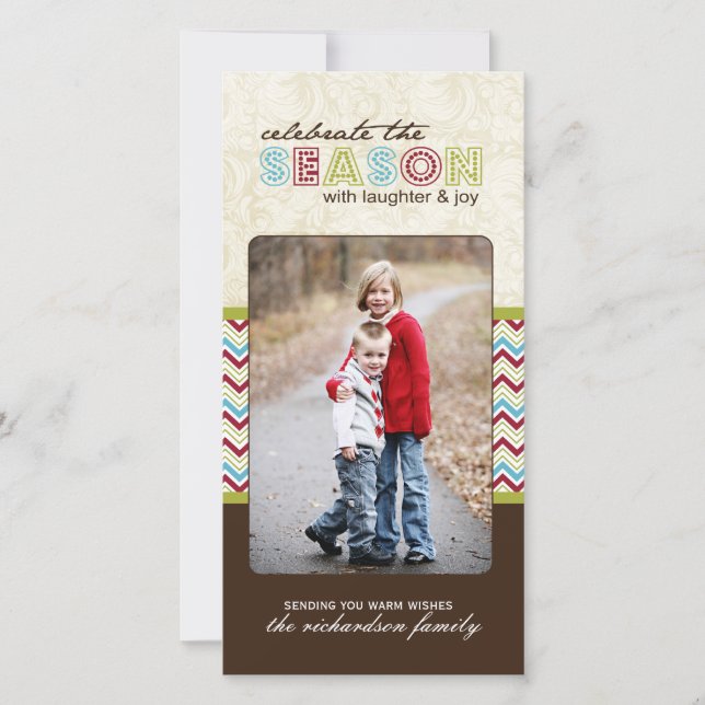 Modern Chevron Christmas Photo Cards (4x8) (Front)