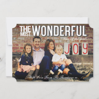 Modern Chevron Christmas Photo Overlay Flat Card