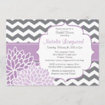 Modern Chevron Floral baby or bridal shower purple Invitation
