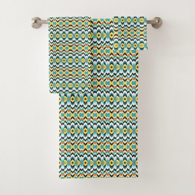 modern chevron Geometric pattern Bath Towel Set (Insitu)