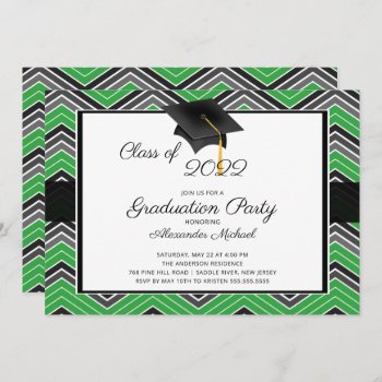 Modern Chevron Graduate Tassel Graduation Party In Invitation by celebrategraduations at Zazzle