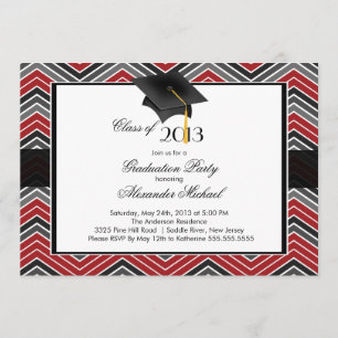Modern Chevron Graduate Tassel Graduation Party Invitation