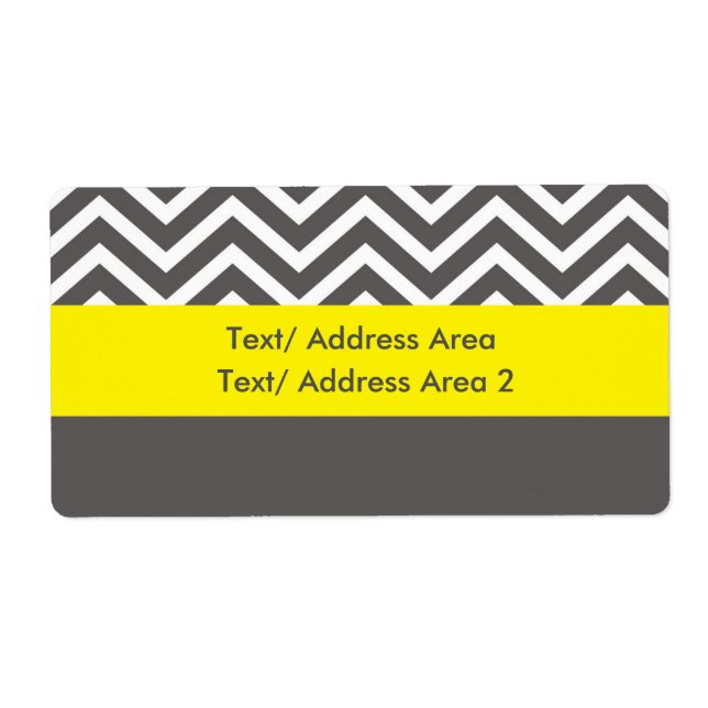 Modern Chevron Gray Yellow Shipping Package Label (Front)