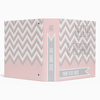 Modern chevron grey, pink wedding planner binder