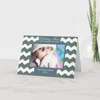 Modern Chevron Holiday Cheer Folded Christmas Card