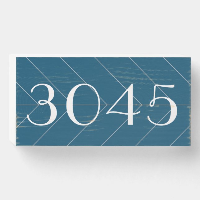 Modern Chevron Horizontal House Numbers Wooden Box Sign (Front Horizontal)
