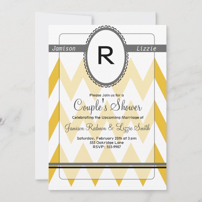 Modern Chevron invitation with Monogram (Front)