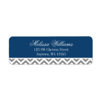 Modern Chevron Navy Blue Gray Label