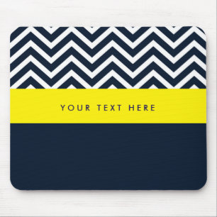 Modern Chevron Navy Blue & Yellow Trendy Mouse pad