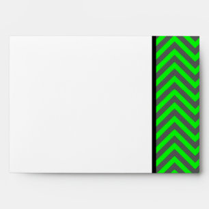 Modern Chevron Neon Green/Grey Wedding Envelope