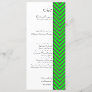 Modern Chevron Neon Green/Grey Wedding Programs
